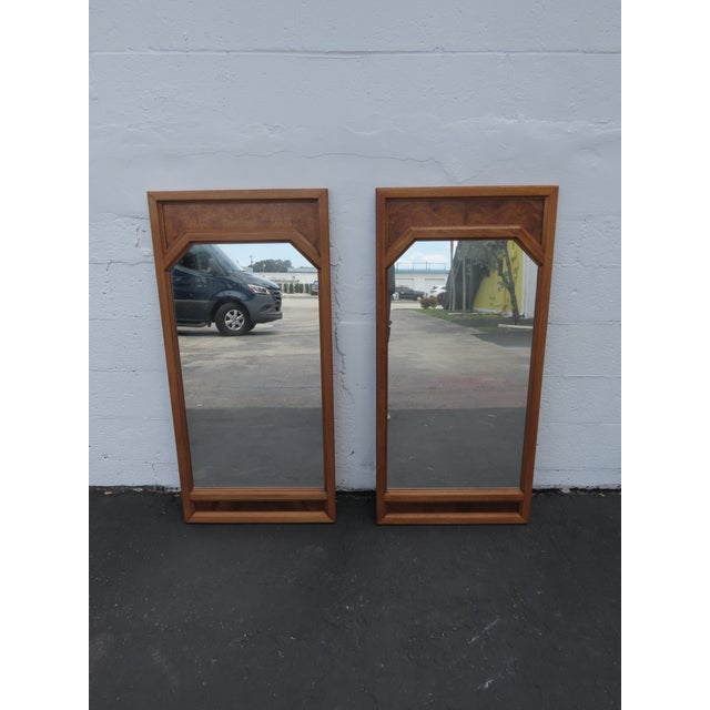 Wood Basic Witz Mid Century Wall Bathroom Vanity Mirrors a Pair 6578 For Sale - Image 7 of 8