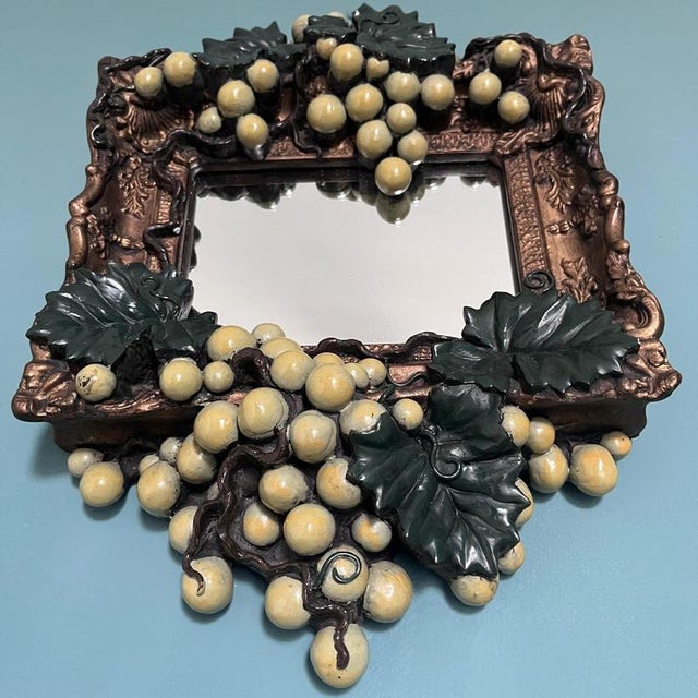 Decorative Gilt Framed Mirror with Embossed Grape Bunches For Sale - Image 4 of 9