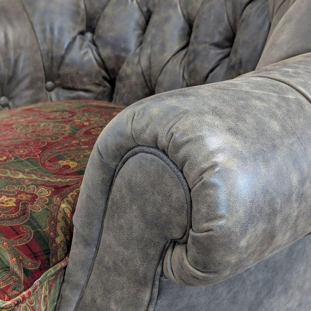 Lillian August Tufted Leather & Fabric Club Chair For Sale In San Francisco - Image 6 of 8