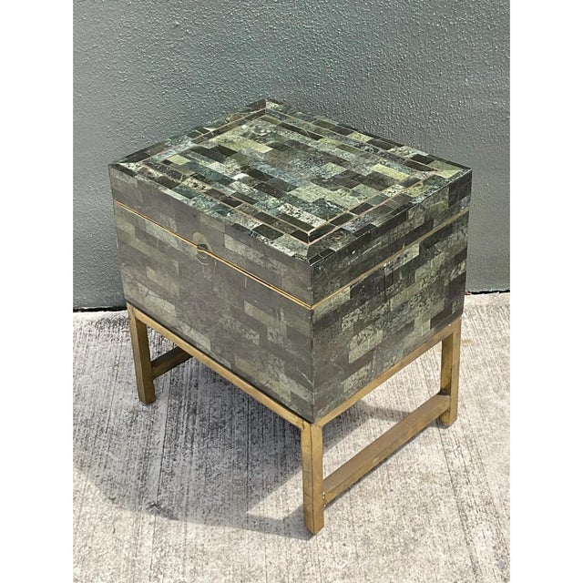 Mid-Century Modern Vintage Stone and Metal Side Table For Sale - Image 3 of 12