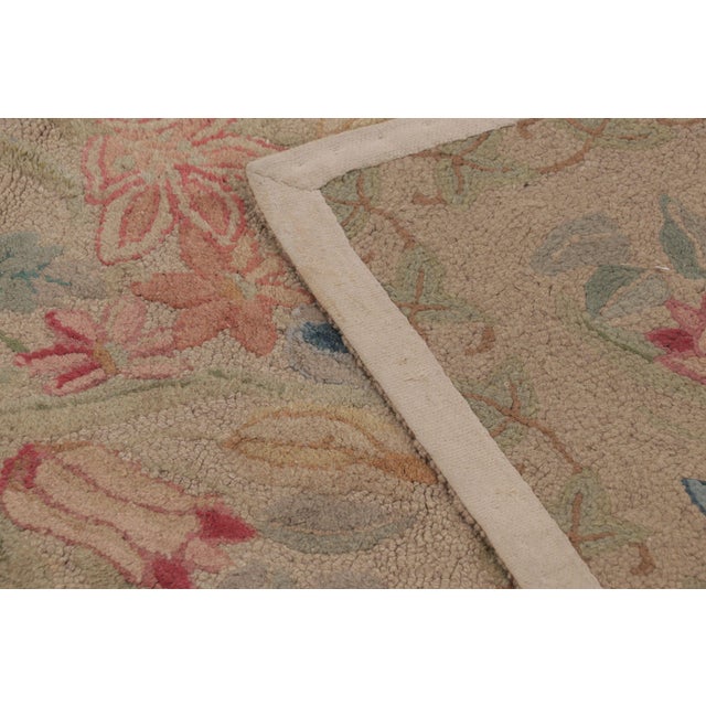 Antique 20th Century Hooked Rug With Floral Panels in Beige & Soft Hues - Rug & Kilim For Sale - Image 11 of 11