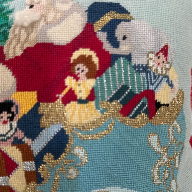 American Late 20th Century Santa Claus Needlepoint Pillow For Sale - Image 3 of 12