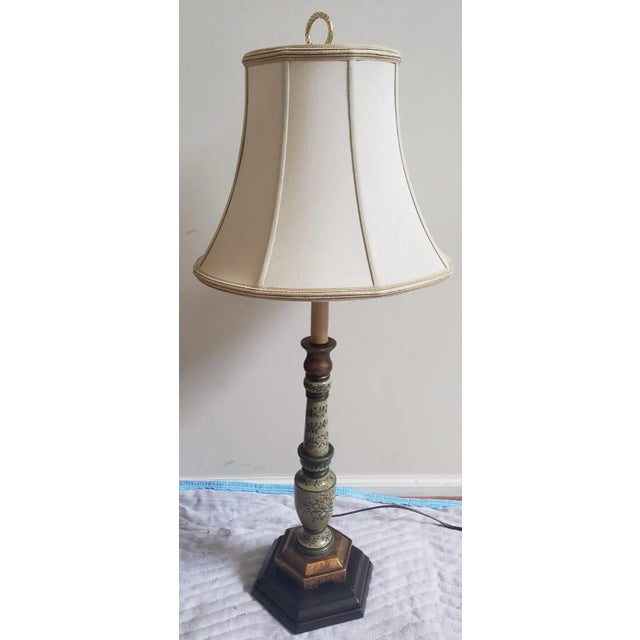 Army Green 1990s The Bradburn Gallery Painted Table Lamp For Sale - Image 8 of 9