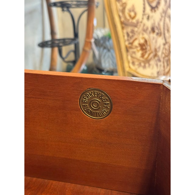 Brass 1940s Vintage Berkey and Gay Crotch Mahogany Chest of Drawers For Sale - Image 8 of 12