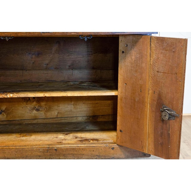 Italian 17th Century Walnut Buffet with Drop Front, Hidden Drawers and Two Doors For Sale - Image 11 of 14
