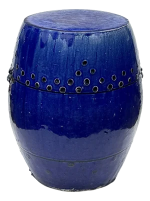 Ceramic Garden Seat Antique Chinese Blue Glazed Terracotta