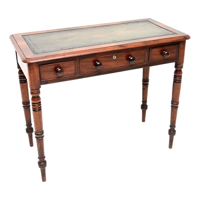 Antique Early Victorian Leather Top Writing Table, 1830s For Sale