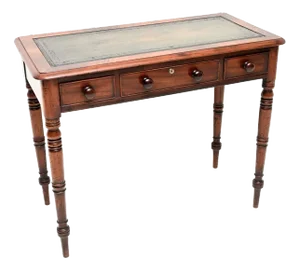 Antique Early Victorian Leather Top Writing Table, 1830s