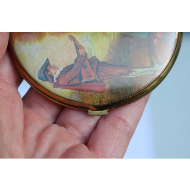 Metal Mid Century Double Sided Compact Mirror For Sale - Image 7 of 9