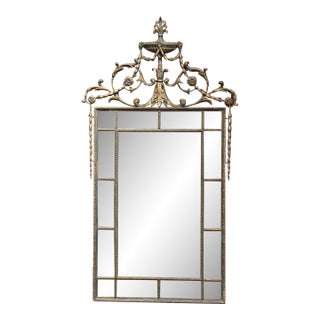 Vintage Regency Style Verdigris and Gilt Wall Mirror With Smoked Glass For Sale