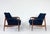 Set of Mid-Century Modern Armchairs in Wood and Blue Boucle Fabric, Italy, 1960s For Sale - Image 3 of 9