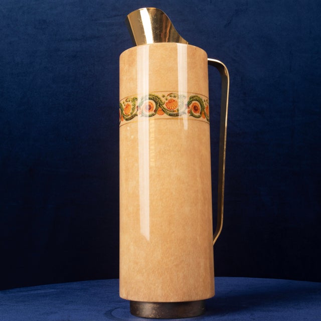 Goatskin Parchment Mod. 1157D Thermos with Decorative Frieze from Aldo Tura, 1970s For Sale - Image 11 of 18