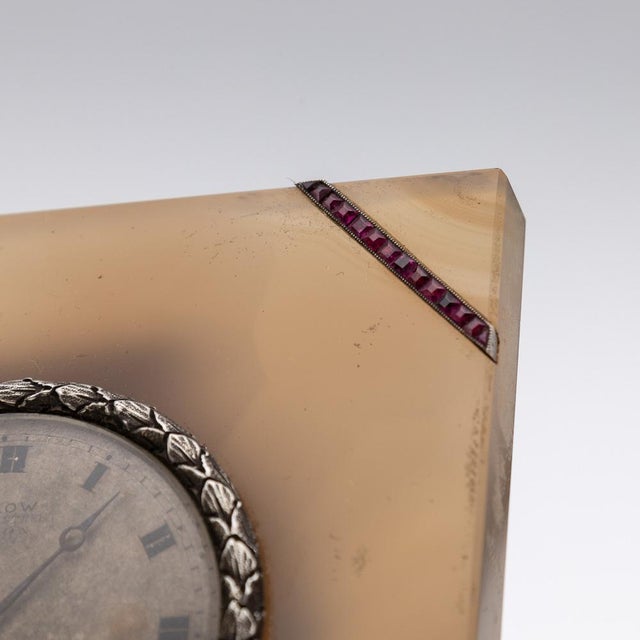 20th Century Silver & Agate Clock from Callow of Mount Street, London, 1910 For Sale - Image 17 of 18