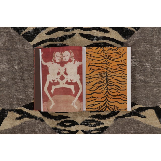 Beige Rug & Kilim’s Distressed Tiger Rug in Taupe-Brown With Beige and Black Pictorial For Sale - Image 8 of 9