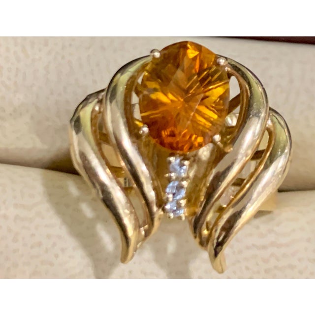 4 Carat Oval Citrine and Diamond Ring in 14 Karat Yellow Gold, Estate For Sale - Image 9 of 18