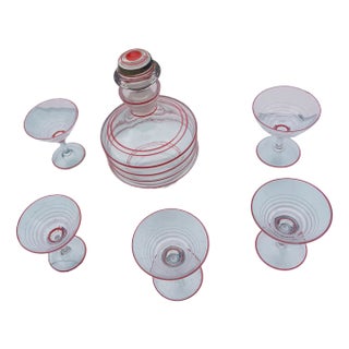 Likör Carafe with Glasses, 1950s, Set of 6 For Sale