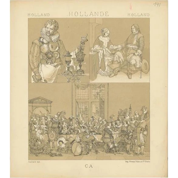 Racinet, Print of Holland Scenes, 1880, Paper For Sale