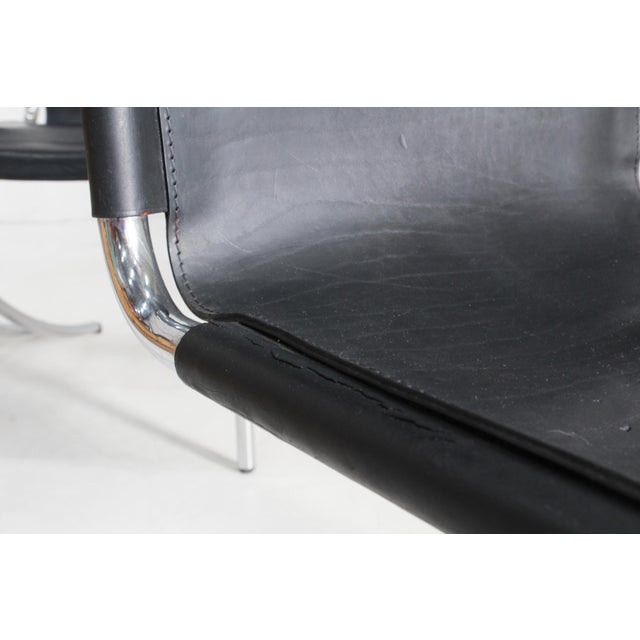 Vintage Jot Dining Chairs in Black Leather and Chrome by Giotto Stoppino for Acerbis, 1970s, Set of 6 For Sale - Image 11 of 14