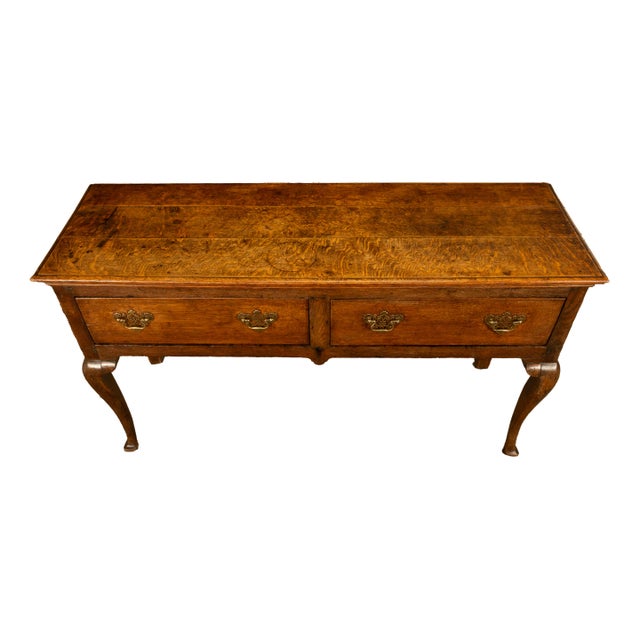 Antique 18thC Georgian Oak Welsh Two Drawer Dresser Base Server Side Table 1760 For Sale - Image 13 of 14