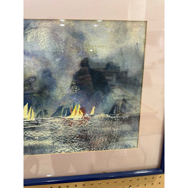 1970s Vintage Sailboat Seascape Painting Signed by Artist Framed For Sale - Image 5 of 6