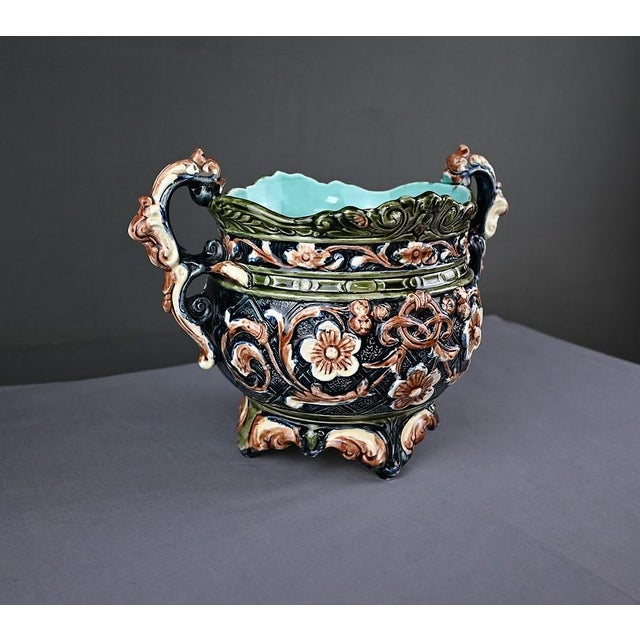 Antique Art Nouveau Majolica Planter, 1800s For Sale - Image 6 of 18