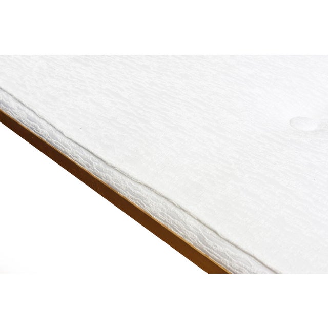 Vintage Tommi Parzinger Restored Gold Leaf Over Iron and White Velvet Upholstered Bench For Sale In Miami - Image 6 of 7