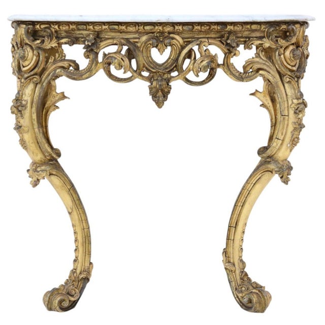 Antique 19th Century Large Gilt and Marble Hall Console Table – Fine Quality. The table has a lovely age, colour and...