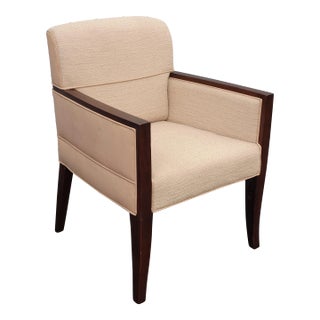 Vintage Baker Mid Century Peach Accent Chair Wrapped in Leather For Sale