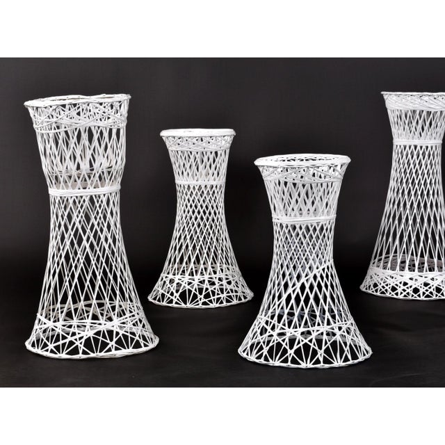 Plastic Set of 5 Russell Woodard Spun Fiberglass White Plant Stand Garden Planters For Sale - Image 7 of 12