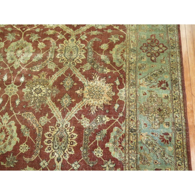 1920s Antique Zabihi Collection Crimson Persian Tabriz Room Size Rug - 9'8" x 12'10" For Sale - Image 5 of 11