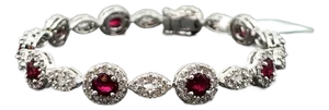 8.04 Ct Natural Ruby & Diamond Tennis Bracelet
