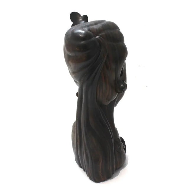 1960s Rosewood Balinese Bust 1960s Vintage For Sale - Image 5 of 14