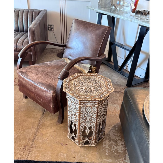 Moroccan Antique Mid-19th Century Mother-of-Pearl Inlaid Octagonal Side Table For Sale - Image 3 of 8