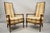 Vintage Hollywood Regency French Style High Back Upholstered Arm Chairs - a Pair. Item features tall backs, solid wood...