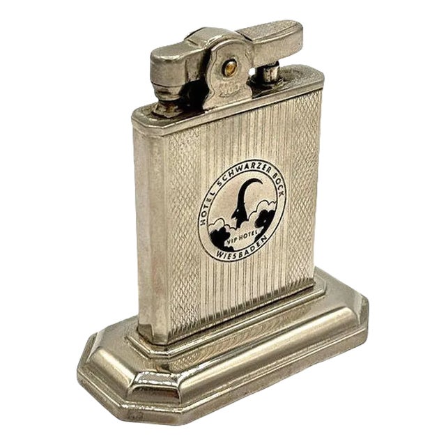 1950s Post War Hotel Schwarzer Bock Logde Table Lighter With Usafe Engraving For Sale