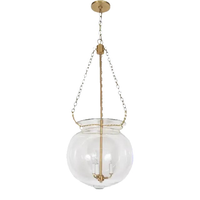 Early 21st Century "Fishbowl" Glass & Brass Pendant 1 For Sale