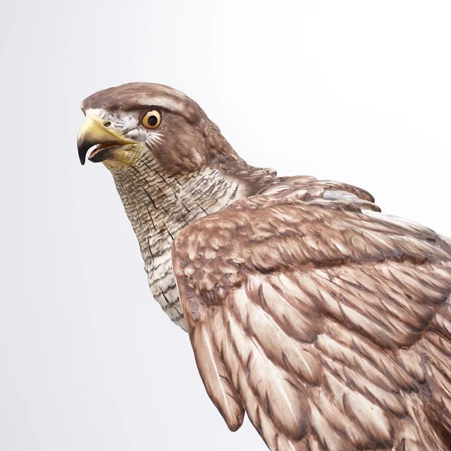 Brown Kaiser Porcelain Goshawk Sculpture on Wood Base For Sale - Image 8 of 9