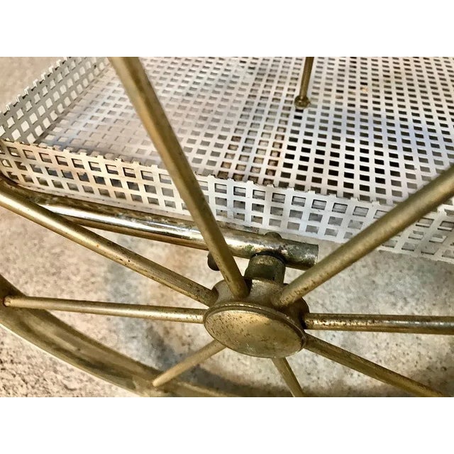 Italian Tubular Brass Steel and Punched Metal Bar Cart, 1950s For Sale - Image 13 of 18