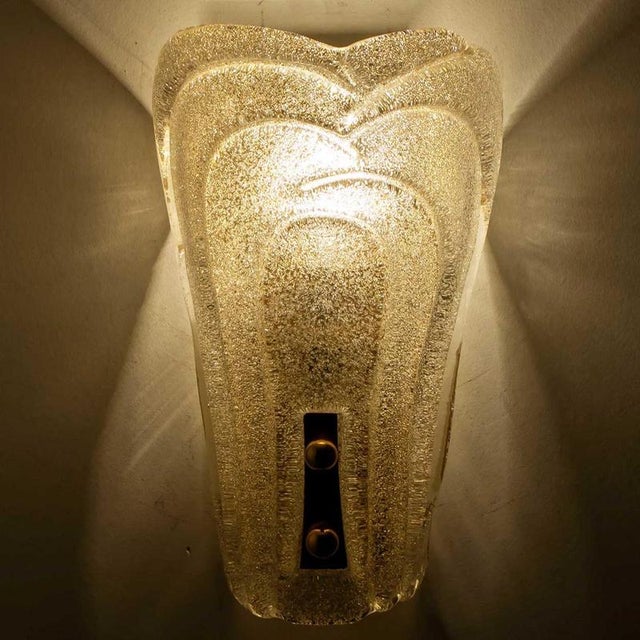 Sparkled Glass and Brass Wall Lights from Hillebrand, 1970s, Set of 2 For Sale - Image 10 of 13