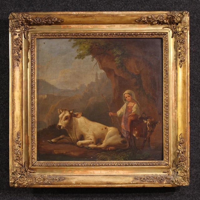 Italian Artist, Bucolic Landscape, 1830, Oil on Panel For Sale - Image 16 of 16