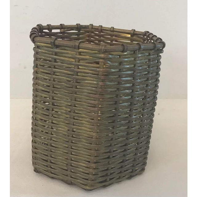 Vintage Woven Brass Pencil Holder For Sale - Image 4 of 6
