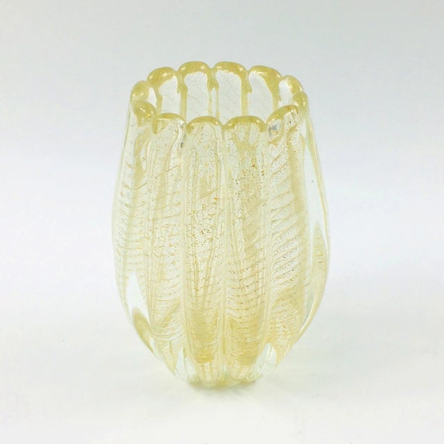 Mid-Century Modern Barovier & Toso Cordonato d'Oro Glass Vase Murano, Italy, 1950s For Sale - Image 3 of 9
