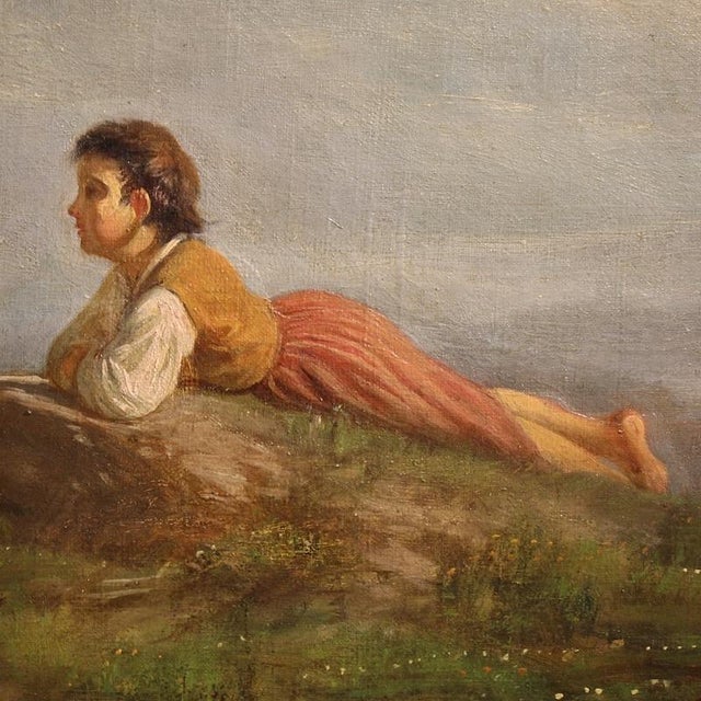 Italian Artist, Bucolic Landscape, 1875, Oil on Canvas For Sale - Image 12 of 14