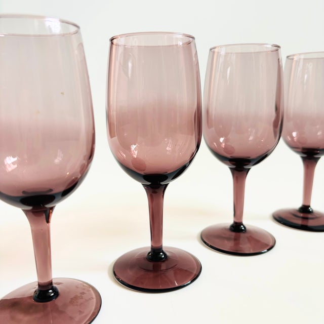 Vintage Purple Wine Glasses - Set of 4 For Sale - Image 4 of 7