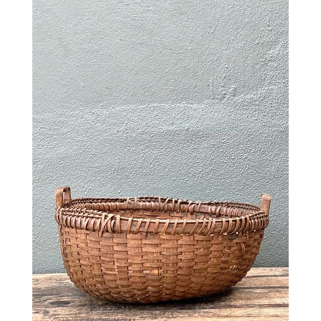 Contemporary Vintage Shaker Style Rattan Basket For Sale - Image 3 of 12