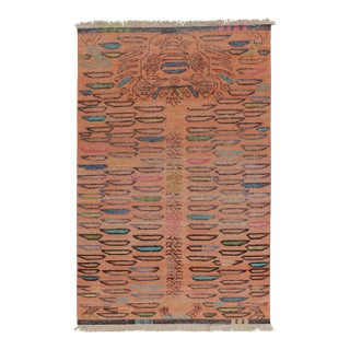 Rug & Kilim's Classic Tiger Rug, Peach Ground With Multi-Color Accent For Sale