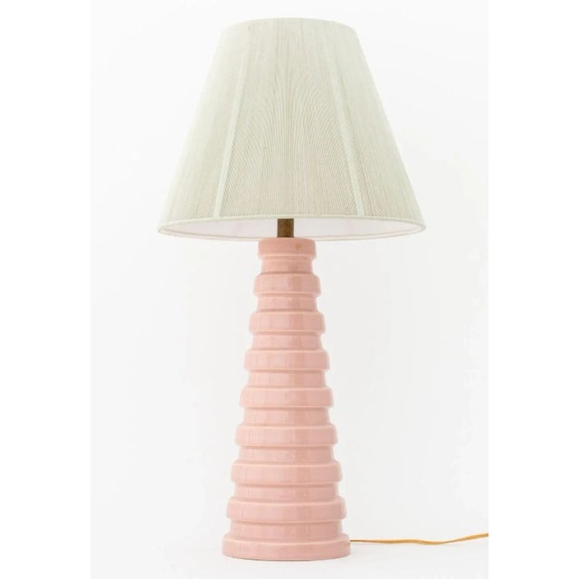 Early 20th Century Art Deco Pink Glazed Ceramic Table Lamps, Pair For Sale - Image 5 of 5