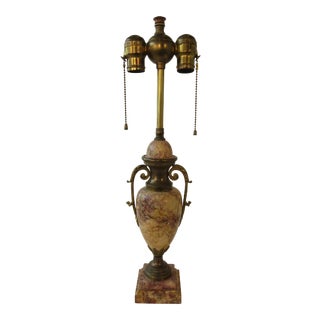 1920s Classical Marble Lamp with Brass Accents For Sale