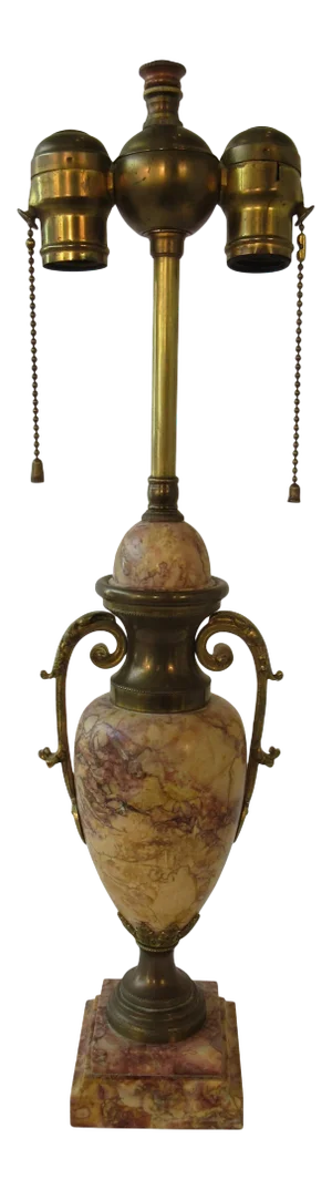 1920s Classical Marble Lamp with Brass Accents