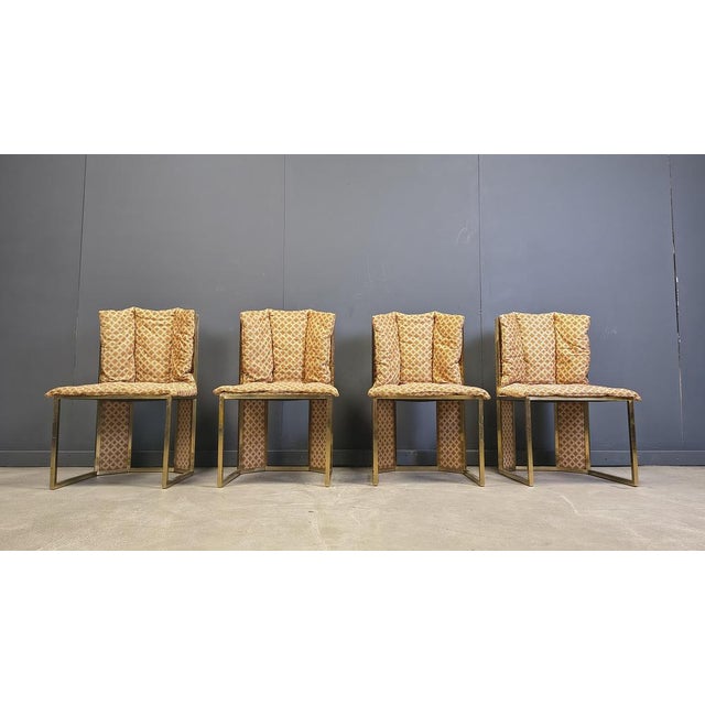 N. 6 Chairs in Brass Metal and Wicker from Mario Sabot, 1970s, Set of 4 For Sale - Image 10 of 13